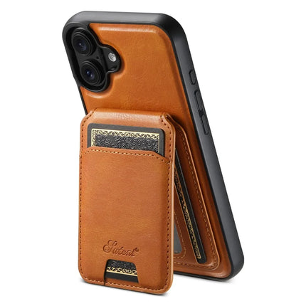 SUTENI H15 For iPhone 16 Plus Magnetic Case Detachable Card Holder Phone Cover - Khaki