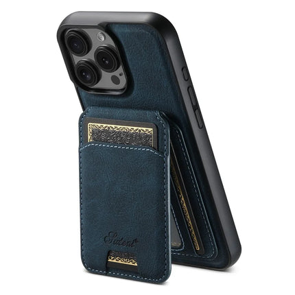 SUTENI H16 For iPhone 16 Pro Max Magnetic Case Kickstand Phone Cover Detachable Card Holder - Blue