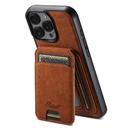 SUTENI H16 For iPhone 16 Pro Max Magnetic Case Kickstand Phone Cover Detachable Card Holder - Khaki