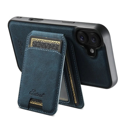 SUTENI H16 For iPhone 16 Plus Magnetic Case Kickstand Phone Cover Detachable Card Holder