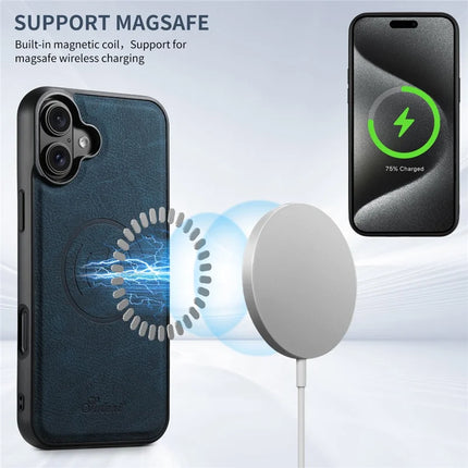 SUTENI H16 For iPhone 16 Plus Magnetic Case Kickstand Phone Cover Detachable Card Holder