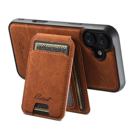 SUTENI H16 For iPhone 16 Plus Magnetic Case Kickstand Phone Cover Detachable Card Holder