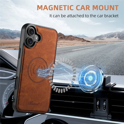 SUTENI H16 For iPhone 16 Plus Magnetic Case Kickstand Phone Cover Detachable Card Holder