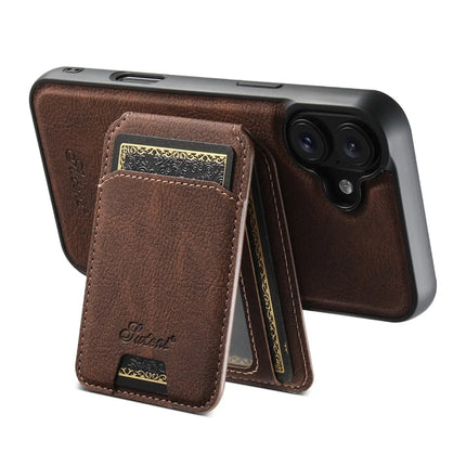 SUTENI H16 For iPhone 16 Plus Magnetic Case Kickstand Phone Cover Detachable Card Holder