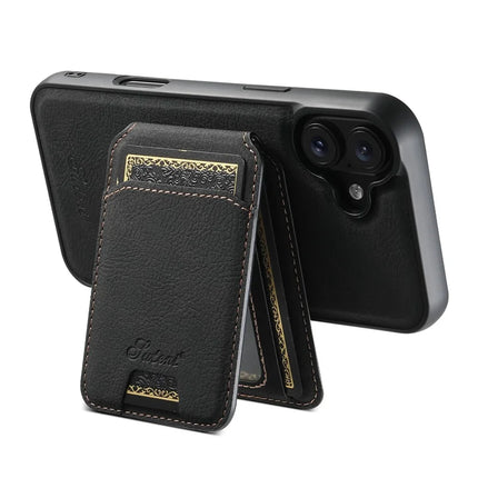 SUTENI H16 For iPhone 16 Magnetic Case Kickstand Phone Cover Detachable Card Holder