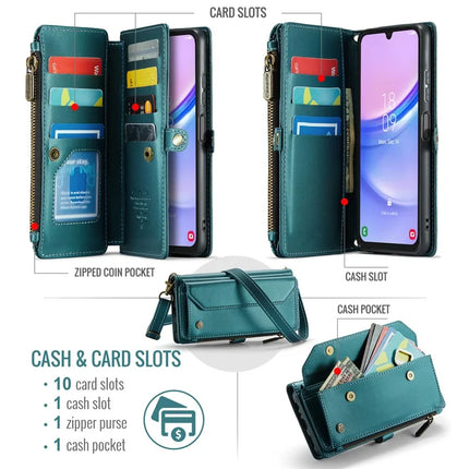 For Samsung Galaxy A16 5G / A16 4G Case CASEME C36 Series  Zipper Wallet Leather Phone Cover with Straps