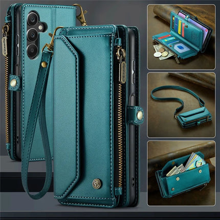 For Samsung Galaxy A16 5G / A16 4G Case CASEME C36 Series  Zipper Wallet Leather Phone Cover with Straps