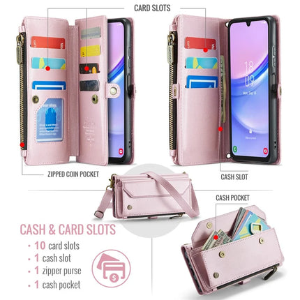 For Samsung Galaxy A16 5G / A16 4G Case CASEME C36 Series  Zipper Wallet Leather Phone Cover with Straps