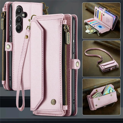 For Samsung Galaxy A16 5G / A16 4G Case CASEME C36 Series  Zipper Wallet Leather Phone Cover with Straps