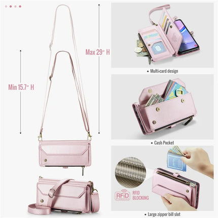 For Samsung Galaxy A16 5G / A16 4G Case CASEME C36 Series  Zipper Wallet Leather Phone Cover with Straps