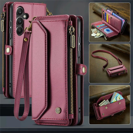For Samsung Galaxy A16 5G / A16 4G Case CASEME C36 Series  Zipper Wallet Leather Phone Cover with Straps