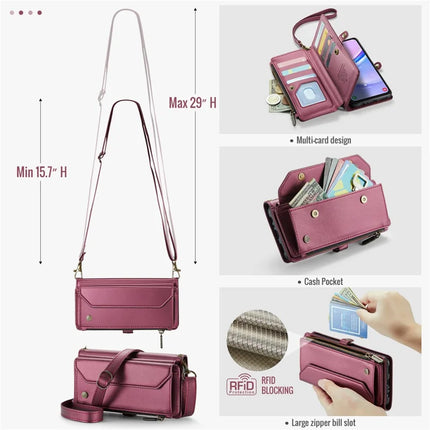 For Samsung Galaxy A16 5G / A16 4G Case CASEME C36 Series  Zipper Wallet Leather Phone Cover with Straps