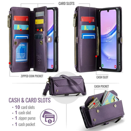 For Samsung Galaxy A16 5G / A16 4G Case CASEME C36 Series  Zipper Wallet Leather Phone Cover with Straps
