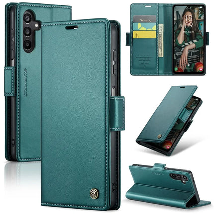 For Samsung Galaxy A16 5G / A16 4G Case CASEME 023 Series RFID Blocking Glossy Stand Phone Cover - Green