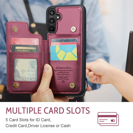 For Samsung Galaxy A16 5G / A16 4G Case CASEME C22 Series  Leather+TPU Cover RFID Blocking 5 Card Slots