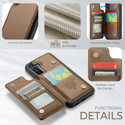 For Samsung Galaxy A16 5G / A16 4G Case CASEME C22 Series  Leather+TPU Cover RFID Blocking 5 Card Slots
