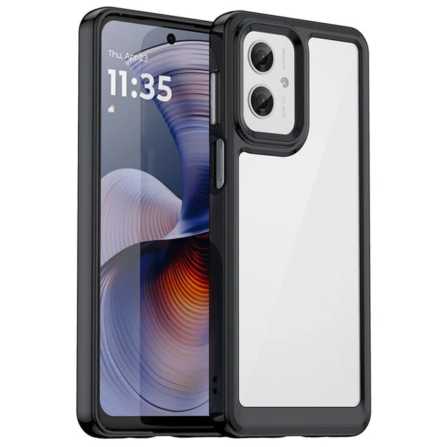 For Motorola Moto G55 5G Case TPU +Acrylic Protective Clear Phone Cover - Black