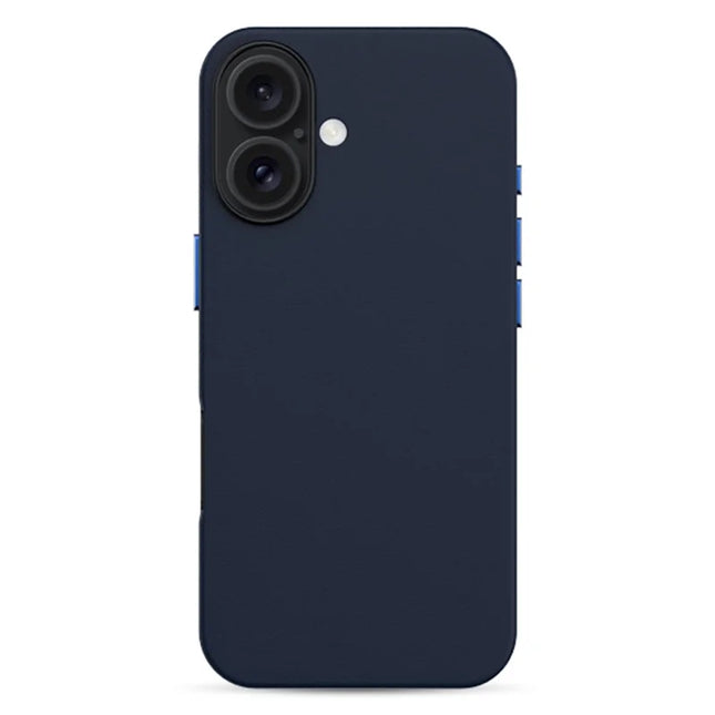 KZDOO Noble Collection Series For iPhone 16 Case PU+PC Shockproof Phone Cover - Dark Blue