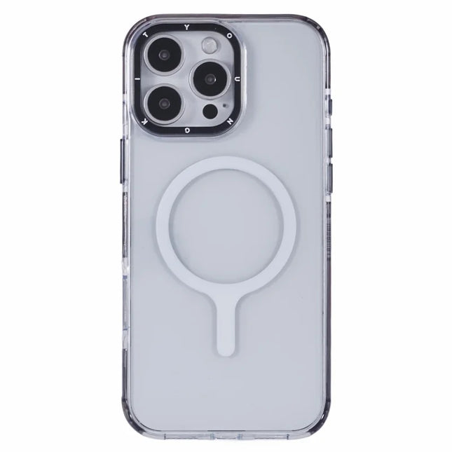YOUNGKIT For iPhone 16 Pro Max Case Compatible with MagSafe Glossy TPU+TPE Phone Cover - Crystal Grey Shadow