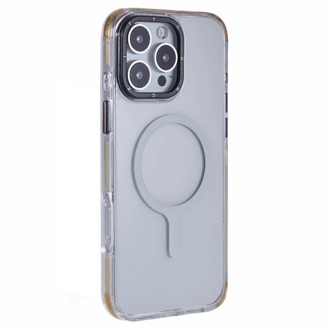 YOUNGKIT For iPhone 16 Pro Max Case Compatible with MagSafe Glossy TPU+TPE Phone Cover - Crystal Titanium Light