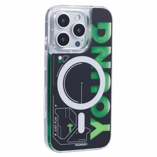 YOUNGKIT For iPhone 16 Pro Max Case Quicksand PC+TPU Phone Cover Compatible with MagSafe - Green