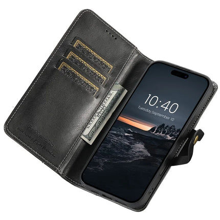 SUTENI Q03 Series for iPhone 16 Pro Max Case Wavy Texture PU Leather Phone Wallet Cover