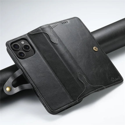 SUTENI Q03 Series for iPhone 16 Pro Max Case Wavy Texture PU Leather Phone Wallet Cover