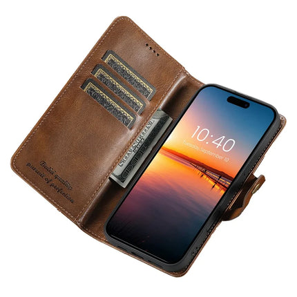 SUTENI Q03 Series for iPhone 16 Pro Max Case Wavy Texture PU Leather Phone Wallet Cover