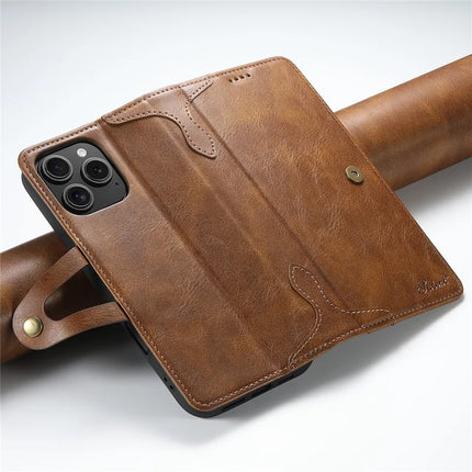 SUTENI Q03 Series for iPhone 16 Pro Max Case Wavy Texture PU Leather Phone Wallet Cover