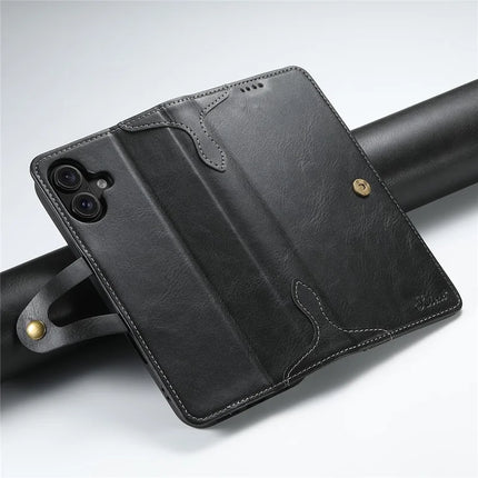 SUTENI Q03 Series for iPhone 16 Plus Case Wavy Texture PU Leather Phone Wallet Cover