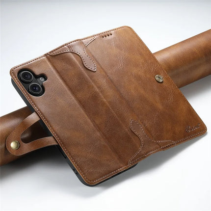 SUTENI Q03 Series for iPhone 16 Plus Case Wavy Texture PU Leather Phone Wallet Cover