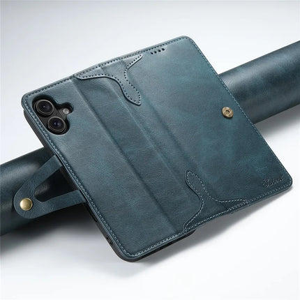 SUTENI Q03 Series for iPhone 16 Plus Case Wavy Texture PU Leather Phone Wallet Cover