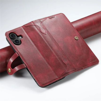 SUTENI Q03 Series for iPhone 16 Plus Case Wavy Texture PU Leather Phone Wallet Cover