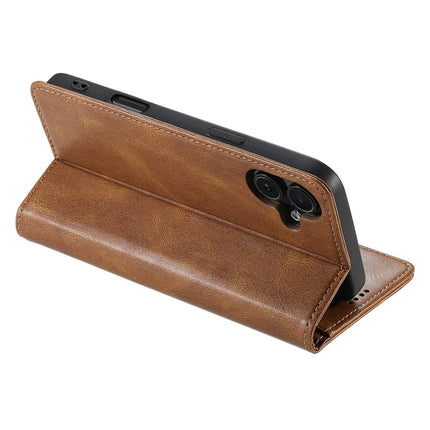 SUTENI J02 Series for iPhone 16 Plus Case Waxy Texture Leather Phone Cover with Magnetic Closure