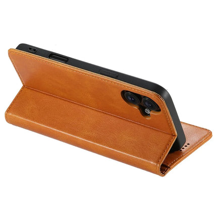 SUTENI J02 Series for iPhone 16 Plus Case Waxy Texture Leather Phone Cover with Magnetic Closure