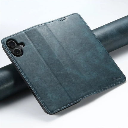 SUTENI J02 Series for iPhone 16 Plus Case Waxy Texture Leather Phone Cover with Magnetic Closure