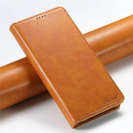 SUTENI J02 Series for iPhone 16 Pro Max Case Waxy Texture Leather Phone Cover with Magnetic Closure