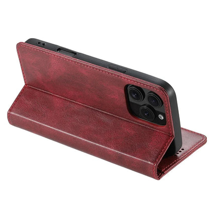 SUTENI J02 Series for iPhone 16 Pro Max Case Waxy Texture Leather Phone Cover with Magnetic Closure