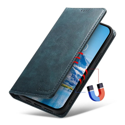 SUTENI J02 Series for iPhone 16 Pro Max Case Waxy Texture Leather Phone Cover with Magnetic Closure