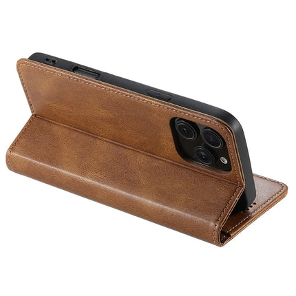 SUTENI J02 Series for iPhone 16 Pro Max Case Waxy Texture Leather Phone Cover with Magnetic Closure