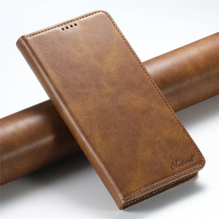 SUTENI J02 Series for iPhone 16 Pro Max Case Waxy Texture Leather Phone Cover with Magnetic Closure