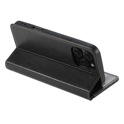 SUTENI J02 Series for iPhone 16 Pro Case Waxy Texture Leather Phone Cover with Magnetic Closure