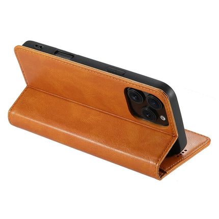 SUTENI J02 Series for iPhone 16 Pro Case Waxy Texture Leather Phone Cover with Magnetic Closure