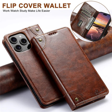 SUTENI For iPhone 16 Pro Max Case PU Leather Stand Wallet Phone Cover