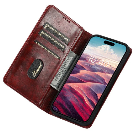 SUTENI For iPhone 16 Pro Max Case PU Leather Stand Wallet Phone Cover