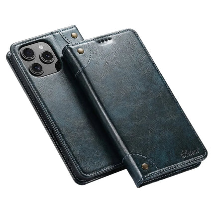 SUTENI For iPhone 16 Pro Max Case PU Leather Stand Wallet Phone Cover - Blue