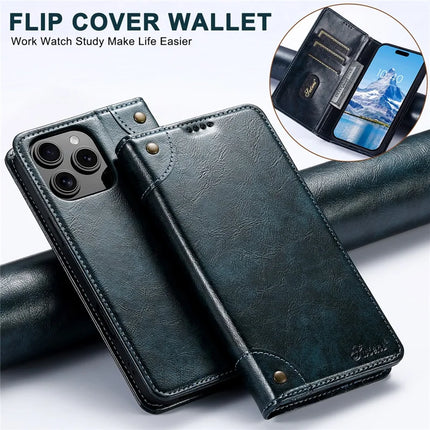 SUTENI For iPhone 16 Pro Max Case PU Leather Stand Wallet Phone Cover