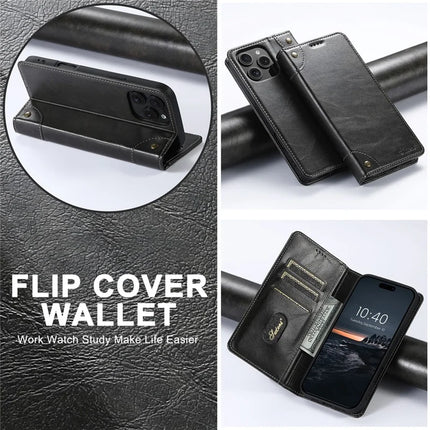 SUTENI For iPhone 16 Pro Max Case PU Leather Stand Wallet Phone Cover