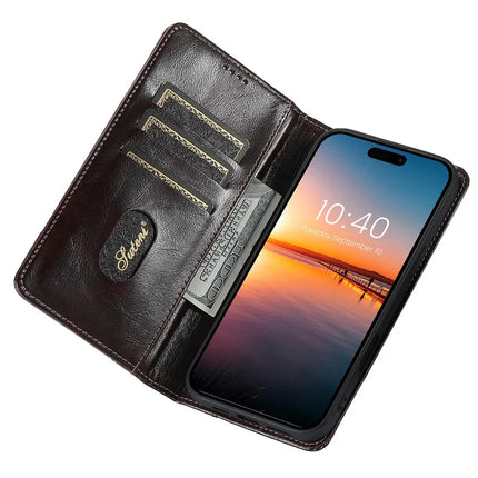 SUTENI For iPhone 16 Pro Case PU Leather Stand Wallet Phone Cover