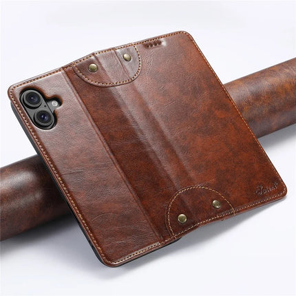 SUTENI For iPhone 16 Plus Case PU Leather Stand Wallet Phone Cover